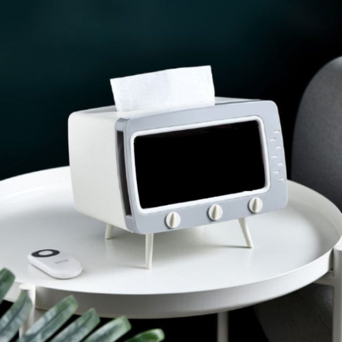 "Modern tissue box holder with lazy storage design for easy access to napkins and tissues.