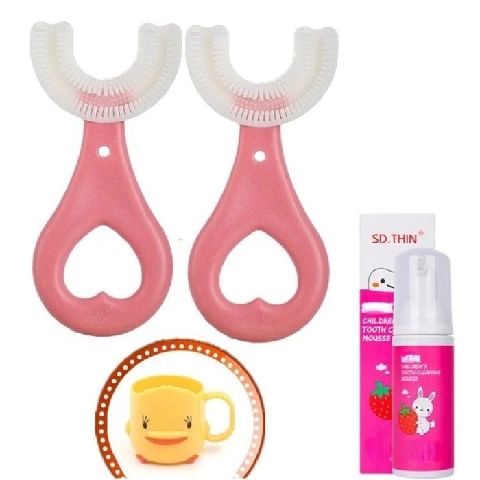 U Shaped Toothbrush for children, designed for easy and effective teeth cleaning for kids.