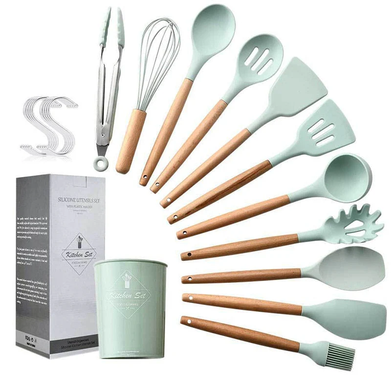 13 pcs Kitchen Utensil Set High Quality Silicone Cooking Tool Set with heat-resistant, non-scratch utensils for safe cooking