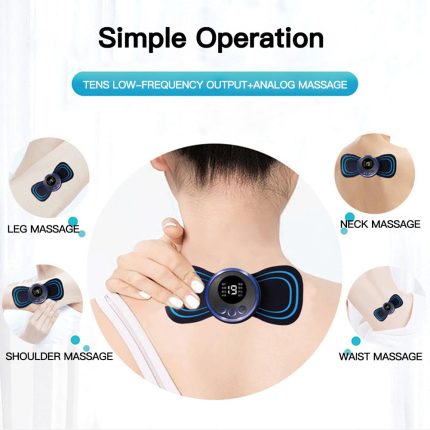 Electric EMS Neck Massager – Mini cervical back muscle pain relief stimulator for muscle relaxation and stress relief.