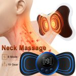 Electric EMS Neck Massager – Mini cervical back muscle pain relief stimulator for muscle relaxation and stress relief.