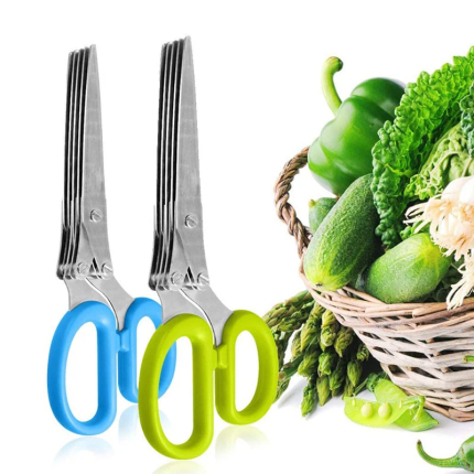 Stainless Steel Vegetable Scissors 5 Blades Scallion Scissors – Durable, Rust-Proof Kitchen Cutting Tool